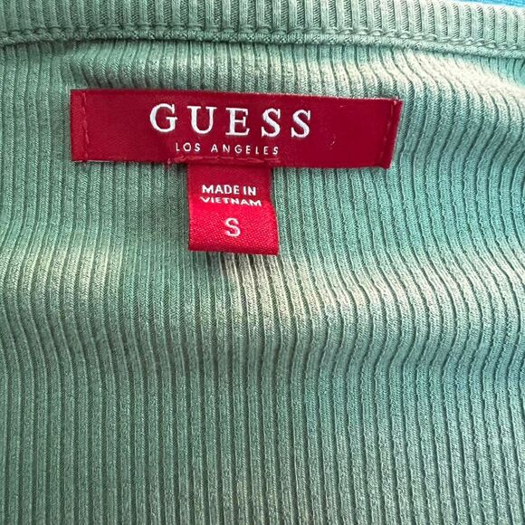 Vintage Y2K Guess Women's Green Mini T-shirt Dress Rhinestone mcbling Small - Picture 6 of 7